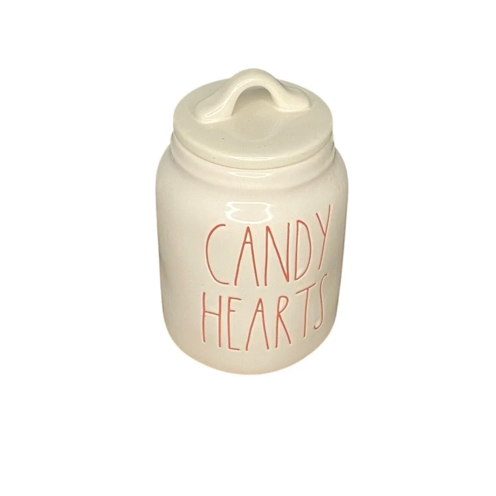 Rae Dunn‎ Candy Hearts Ceramic Jar with Lid Valentine's Day Kitchen Decor